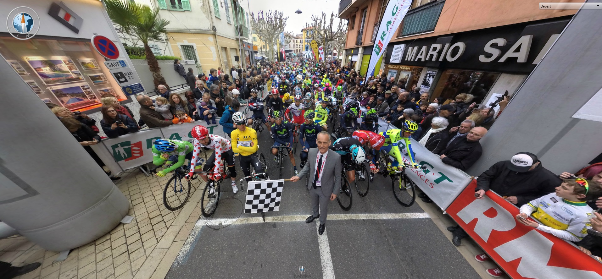 Prise de vue à 360° du départ du Paris-Nice à Vence (06)
